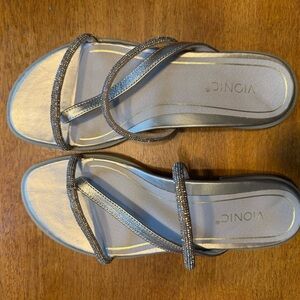 Vionic Gold Sandals with Metallic Finish and Slingback Design